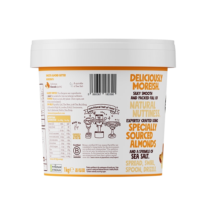 Pip & Nut Smooth Almond Butter 1kg